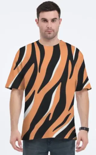Tiger skin strips printed oversized tee/t-shirt for mens